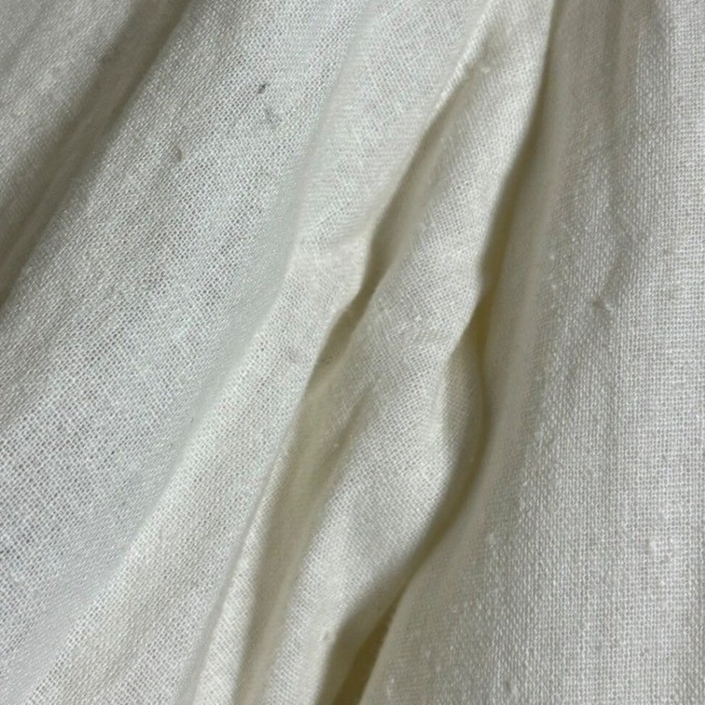 TAYLOR Off White Linen Blend Tiered Babydoll Mini Dress Ladder Lace Cream Sz 14 - Picture 5 of 15